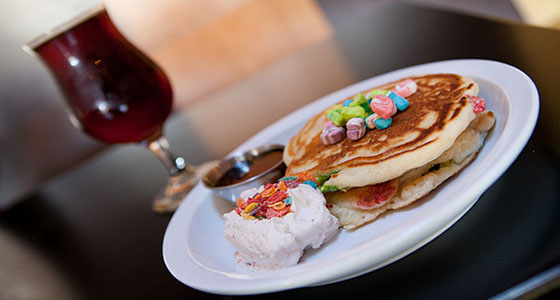Beer Belly's Lucky Charms pancake with Fruity Pebbles whipped cream