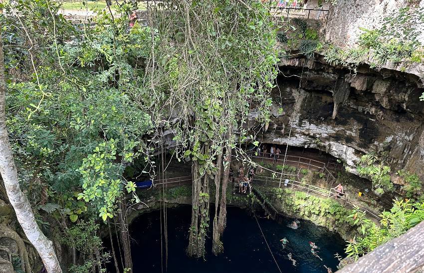 Swimmers at a cenote near Chichen Itza