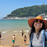 Mar Yvette at Concha Beach in San Sebastian, Spain